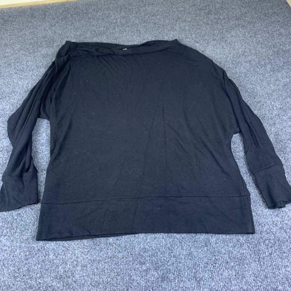 Umgee Black Ribbed Dolman Sleeve Boat Neck Top H2088‎ Mens Medium